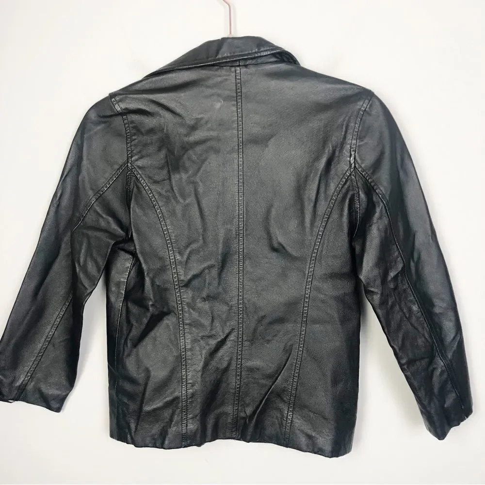WILSONS LEATHER | Kids Black Leather Zip Front Jacket Youth Size Large